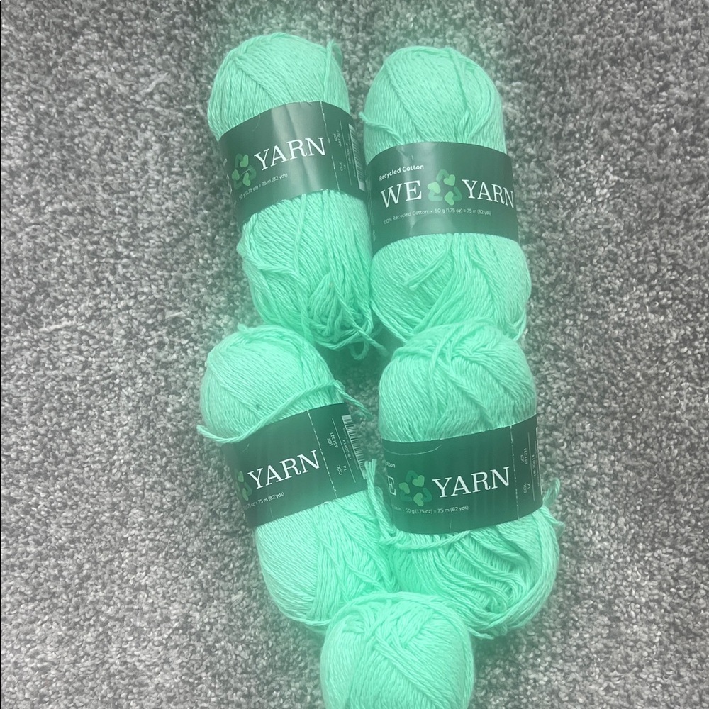 WE YARN Mint Green Cotton Yarn - 4 SkeinsHobbii We love  Yarn 5 pack Mint Green